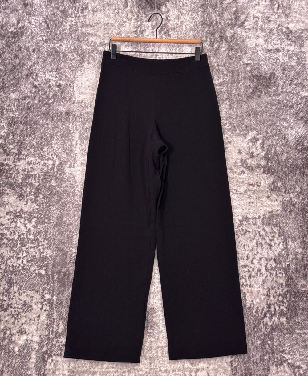 Giorgio Armani 100% Silk Trouser Pants 44 / US 8 Womens Black Wide Straight